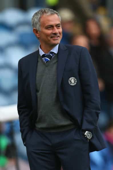 BURNLEY, ENGLAND - AUGUST 18: Manager Jose Mourinho of Chelsea walks pitchside prior to the the Barclays Premier League match between Burnley and Chelsea at Turf Moor on August 18, 2014 in Burnley, England. (Photo by Clive Brunskill/Getty Images)