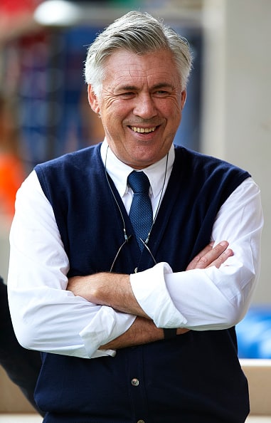 VILLARREAL, SPAIN - SEPTEMBER 27: Real Madrid manager Carlo Ancelotti smiles prior to the La Liga match between Villarreal CF and Real Madrid at El Madrigal on September 27, 2014 in Villarreal, Spain. (Photo by Manuel Queimadelos Alonso/Getty Images)