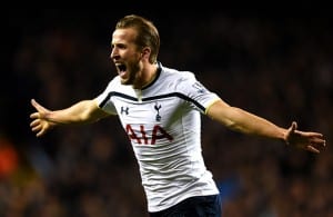 LONDON, ENGLAND - JANUARY 01:  Harry Kane of Spurs celebrates after scoring his team's first goal during the Barclays Premier League match between Tottenham Hotspur and Chelsea at White Hart Lane on January 1, 2015 in London, England.  (Photo by Michael Regan/Getty Images)