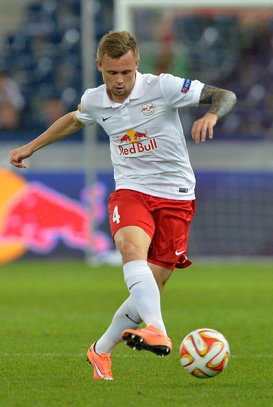 SALZBURG,AUSTRIA - SEPTEMBER 18: Peter Ankersen of FC Salzburg in action during the UEFA Europa League Group D match between FC Salzburg and Celtic FC on September 18, 2014 in Salzburg,Austria. (Photo by Samuel Kubani/EuroFootball/Getty Images)