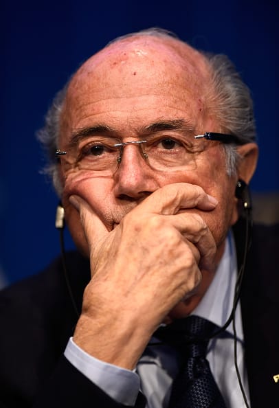 ZURICH, SWITZERLAND - MAY 30: FIFA president Joseph S. Blatter addresses the media during the post 65th FIFA Congress press conference at FIFA Headquarters on May 30, 2015 in Zurich, Switzerland. (Photo by Mike Hewitt - FIFA/FIFA via Getty Images)