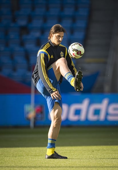 OSLO, NORWAY - JUNE 08: Zlatan Ibrahimovic of Sweden during training/ heating before the International Friendly match between Norway and Sweden at Ullevaal Stadion on June 8, 2015 in Oslo, Norway. (Photo by Trond Tandberg/Getty Images)