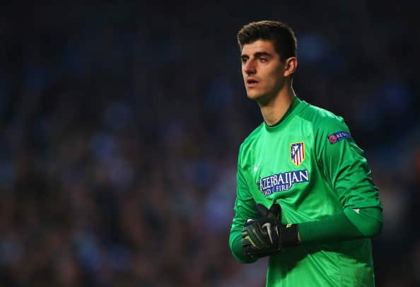 LONDON, ENGLAND - APRIL 30: Thibaut Courtois of Club Atletico de Madrid looks on during the UEFA Champions League semi-final second leg match between Chelsea and Club Atletico de Madrid at Stamford Bridge on April 30, 2014 in London, England. (Photo by Clive Rose/Getty Images)