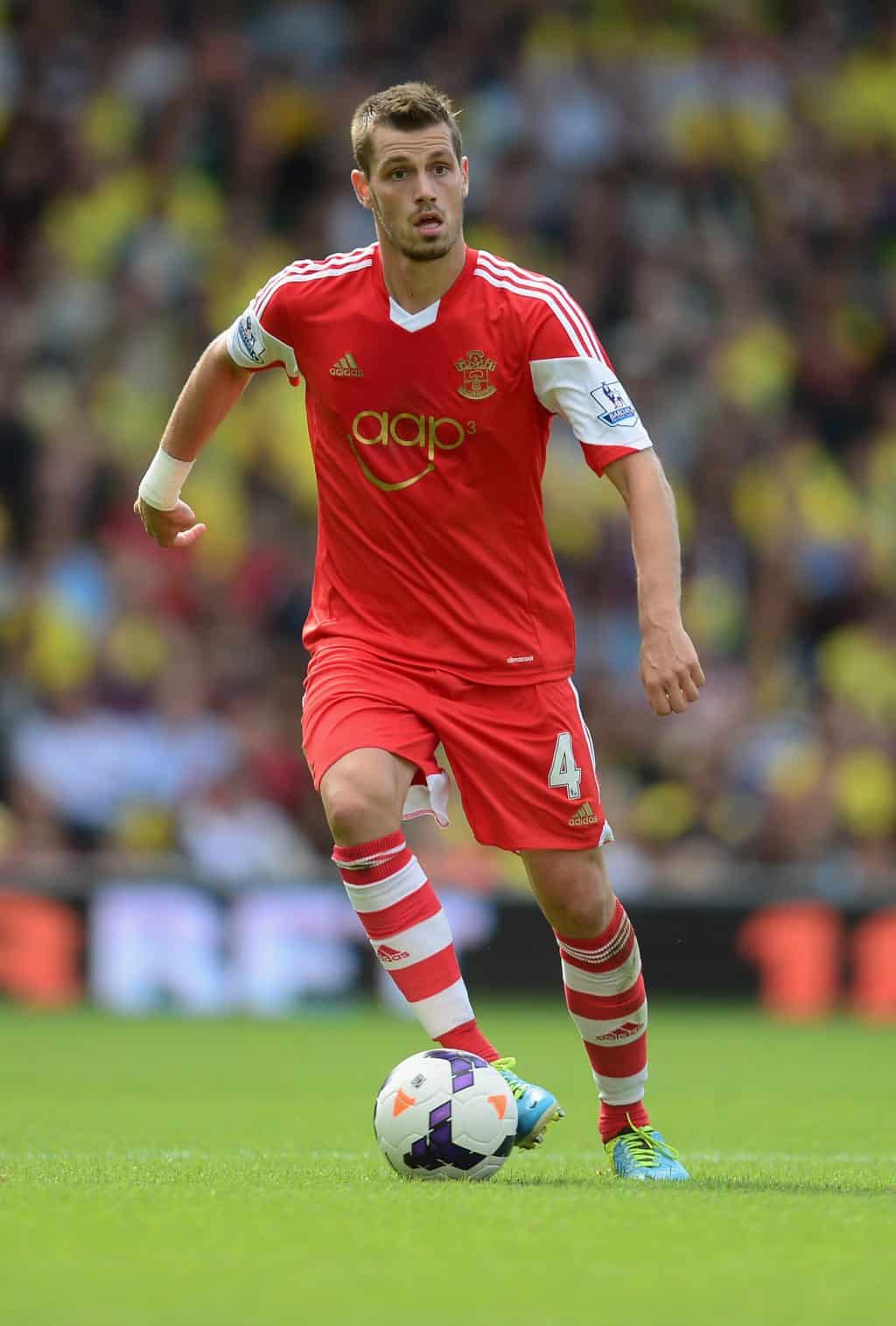 NORWICH, ENGLAND - AUGUST 31:  Morgan Schneiderlin of Southampton in action during the Barclays Premier League match between Norwich City and Southampton at Carrow Road on August 31, 2013 in Norwich, England.  (Photo by Jamie McDonald/Getty Images)