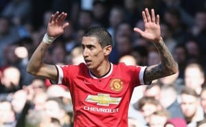 LIVERPOOL, ENGLAND - APRIL 26: Angel di Maria of Manchester United in action during the Barclays Premier League match between Everton and Manchester United at Goodison Park on April 26, 2015 in Liverpool, England. (Photo by Matthew Peters/Man Utd via Getty Images)