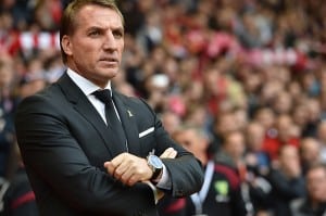 LIVERPOOL, ENGLAND - SEPTEMBER 20: (THE SUN OUT, THE SUN ON SUNDAY OUT) Brendan Rodgers manager of Liverpool watches before the Barclays Premier League match between Liverpool and Norwich City on September 20, 2015 in Liverpool, United Kingdom. (Photo by John Powell/Liverpool FC via Getty Images)