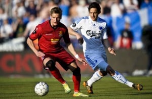 Jens Stryger Larsen fra hans tid i FC Nordsjælland (Photo by Lars Ronbog/FrontzoneSport via Getty Images)