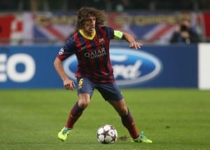 AMSTERDAM, NETHERLANDS - NOVEMBER 26: Carles Puyol of Barca in action during the UEFA Champions League Group H match between Ajax Amsterdam and FC Barcelona at Amsterdam Arena on November 26, 2013 in Amsterdam, Netherlands. (Photo by John Berry/Getty Images)