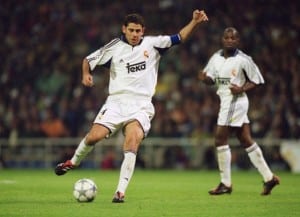 1 May 2001:  Fernando Hierro of Real Madrid looks to create an opening during the UEFA Champions League semi-finals first leg match against Bayern Munich played at the Bernabeu, in Madrid, Spain. Bayern Munich won the match 1-0.  Mandatory Credit: Stu Forster /Allsport