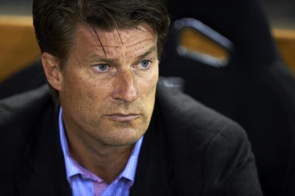 Michael Laudrup ses her under en kamp med Mallorca, mod netop Valencia. (Getty Images)