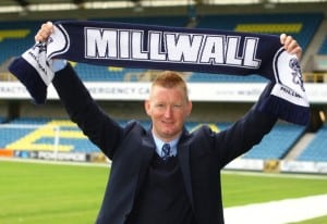 LONDON, ENGLAND - JUNE 17: New Millwall FC manager Steve Lomas poses for a photo with a Millwall scarf after the Millwall FC Press Conference at The Den on June 17, 2013 in London, England. (Photo by Jordan Mansfield/Getty Images)