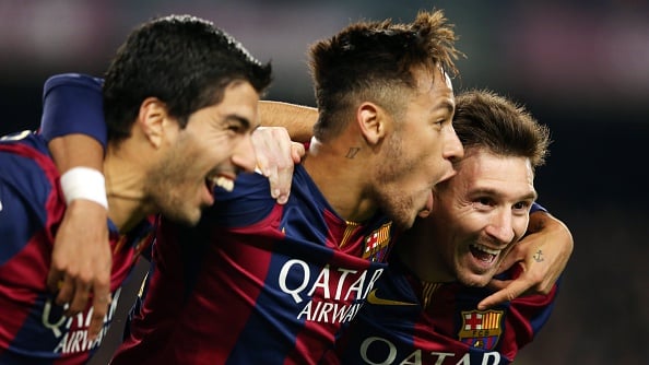 Lionel Mess, Neymar og Luis Suarez (Photo by Miguel Ruiz/FC Barcelona via Getty Images)