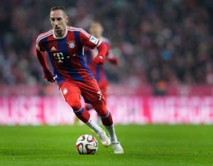 MUNICH, GERMANY - FEBRUARY 27: Franck Ribery of FC Bayern Muenchen in action during the Bundesliga match between FC Bayern Muenchen and FC Koeln at Allianz Arena on February 27, 2015 in Munich, Germany. (Photo by A. Pretty/Getty Images for FC Bayern)