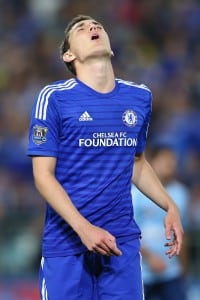 SYDNEY, AUSTRALIA - JUNE 02: Andreas Christensen of Chelsea reacts after a missed chance during the international friendly match between Sydney FC and Chelsea FC at ANZ Stadium on June 2, 2015 in Sydney, Australia. (Photo by Mark Kolbe/Getty Images)