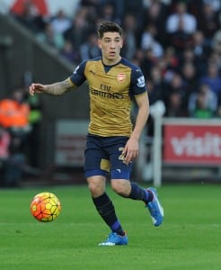 SWANSEA, WALES - OCTOBER 31: Hector Bellerin of Arsenal during the Barclays Premier League match between Swansea City and Arsenal at Liberty Stadium on October 31, 2015 in Swansea, Wales. (Photo by Stuart MacFarlane/Arsenal FC via Getty Images)