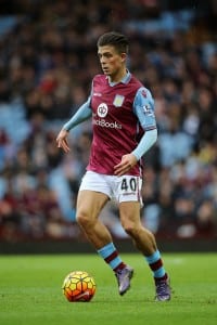 BRIMINGHAM, ENGLAND - OCTOBER 24: Jack Grealish of Aston Villa during the Barclays Premier League match between Aston Villa and Swansea City at Villa Park on October 24, 2015 in Birmingham, England. (Photo by Matthew Ashton - AMA/Getty Images)