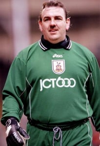 12 Mar 2000: Neville Southall in goal for Bradford City during the FA Carling Premiership match against Leeds United at Valley Parade in Bradford, England. Mandatory Credit: Michael Steele /Allsport