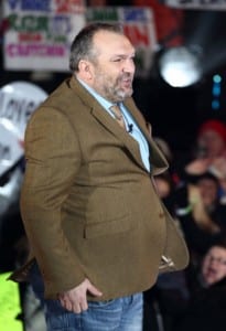 BOREHAMWOOD, ENGLAND - JANUARY 25: Neil Ruddock is evicted from the Celebrity Big Brother House at Elstree Studios on January 25, 2013 in Borehamwood, England. (Photo by Mike Marsland/WireImage)