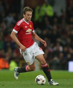MANCHESTER, ENGLAND - OCTOBER 28: James Wilson of Manchester United in action during the Capital One Cup Fourth Round match between Manchester United and Middlesbrough at Old Trafford on October 28, 2015 in Manchester, England. (Photo by John Peters/Man Utd via Getty Images)