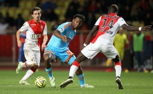 MONACO, MONACO - DECEMBER 14: Michy Batshuayi of OM in action during the French Ligue 1 match between AS Monaco FC v Olympique de Marseille OM at Stade Louis II on December 14, 2014 in Monaco. (Photo by Jean Catuffe/Getty Images)
