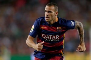 Sandro Ramirez of FC Barcelona during the Joan Gamper Trophy match between Barcelona and AS Roma on August 5, 2015 at the Camp Nou stadium in Barcelona, Spain.(Photo by VI Images via Getty Images)