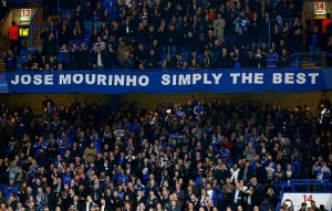 LONDON, ENGLAND - NOVEMBER 04: Chelsea fans show their support for their manager during the UEFA Champions League Group G match between Chelsea FC and FC Dynamo Kyiv at Stamford Bridge on November 4, 2015 in London, United Kingdom. (Photo by Clive Rose/Getty Images)