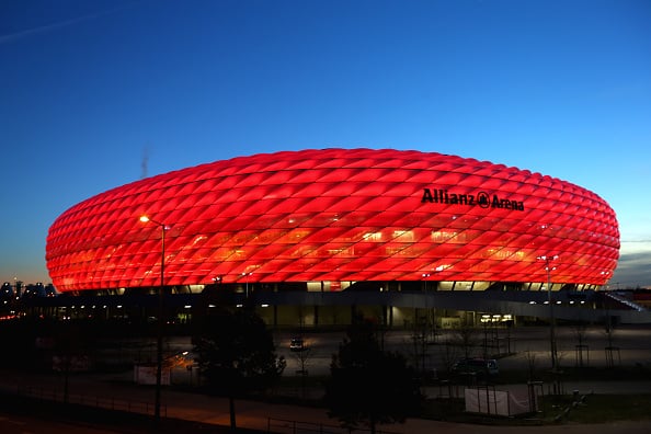 MUNICH, GERMANY - NOVEMBER 24: General view of Allianz Arena prior to the UEFA Champions League Group F match between FC Bayern Muenchen and Olympiacos FC at Allianz Arena on November 24, 2015 in Munich, Germany. (Photo by Alexander Hassenstein/Bongarts/Getty Images)