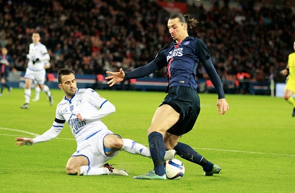 Zlatan i kamp for PSG i weekendens kamp mod Troyes i Ligue 1. (Getty Images)