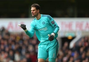 LONDON, ENGLAND - NOVEMBER 29: Asmir Begovic of Chelsea during the Barclays Premier League match between Tottenham Hotspur and Chelsea at White Hart Lane on November 29, 2015 in London, England. (Photo by Catherine Ivill - AMA/Getty Images)