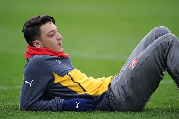 ST ALBANS, ENGLAND - DECEMBER 25:  Mesut Ozil of Arsenal during a training session at London Colney on December 25, 2016 in St Albans, England.  (Photo by Stuart MacFarlane/Arsenal FC via Getty Images)